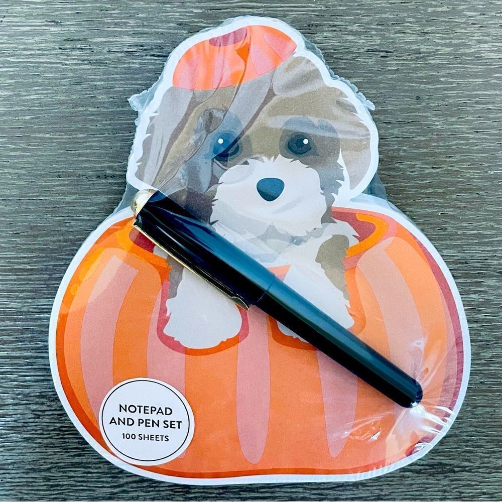 Fall Halloween Puppy Dog Notepad Pen Stationary Set